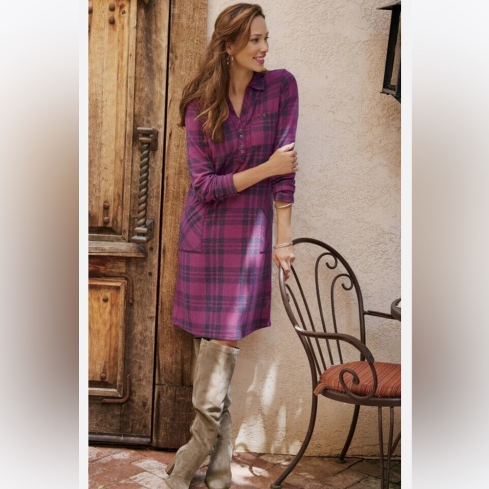 Soft Surroundings Paramount Plaid Dress - Size PM